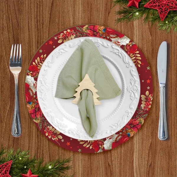 Sousplat Natal Vermelho Papai Noel Com Porta Guardanapo Árvore