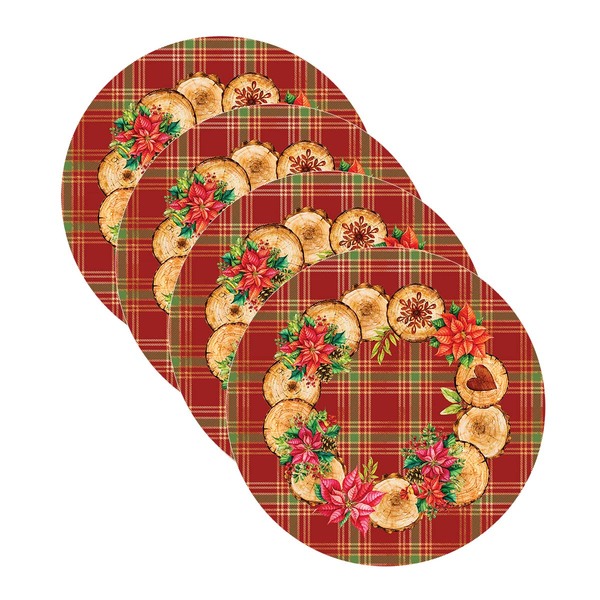 Sousplat Natal Wood - 4 Peças - Com Base