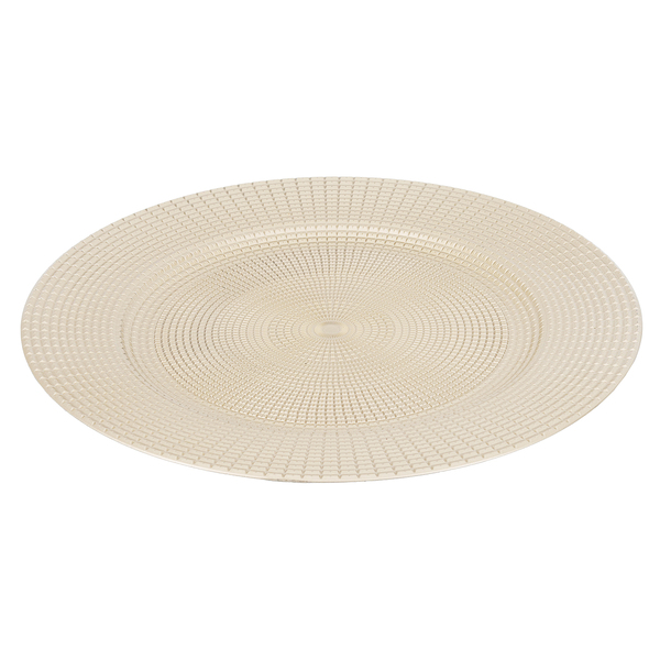 Sousplat com Borda para Mesa Natalina Glamour Clássico Champagne 33x33cm Chromus