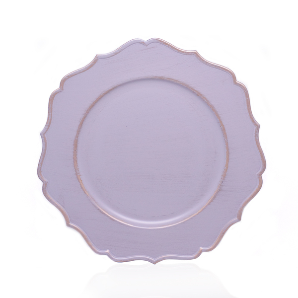 Sousplat Para Prato De Mesa Decorativo Cinza E Rosê Com Borda