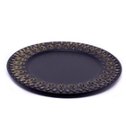 Sousplat Para Prato De Mesa Decorativo Preto Com Flores Em Do