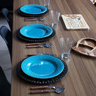 Sousplat Para Prato De Mesa Decorativo Preto Com Flores Em Do