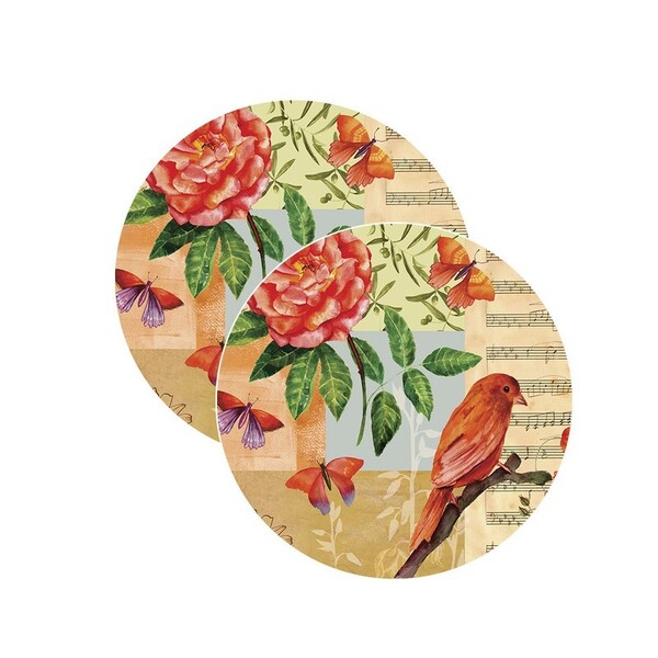 Sousplat Pássaro E Borboleta - 2 Peças - Sem Base