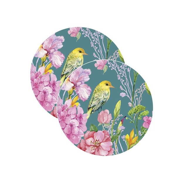 Sousplat Pássaros Rosas - 2 Peças - Sem Base