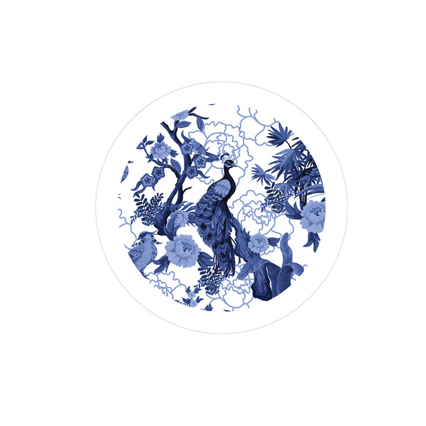 Sousplat Pavão Azul - 8 Peças - Com Base