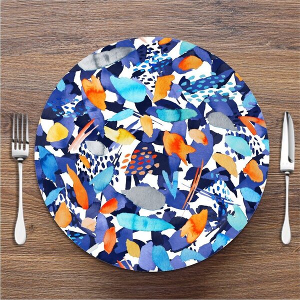 Sousplat Pintura Abstrata Colorida Em Mdf 35x35cm