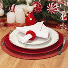 Sousplat Plástico Natal Redondo Vermelho 33cm