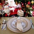 Sousplat Redondo Decorativo Natalino Champanhe 33x33x33 Cm D'