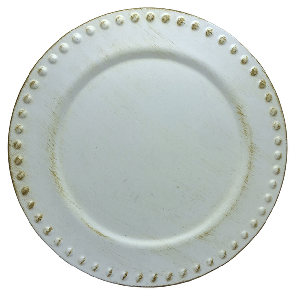 Sousplat Redondo Valence Conwy Branco Com Marrom 35cm