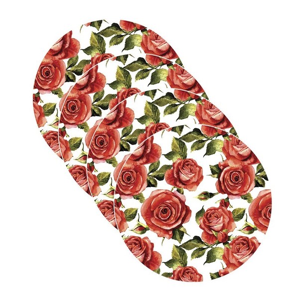 Sousplat Rosas Branco - 4 Peças - Com Base