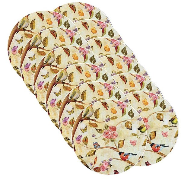 Sousplat Rosas E Pássaros - 12 Peças - Sem Base