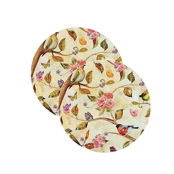 Sousplat Rosas E Pássaros - 2 Peças - Sem Base