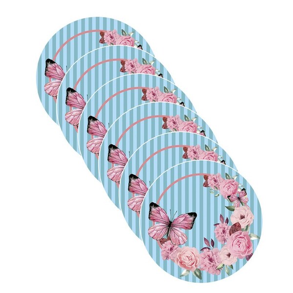 Sousplat Tiffanny Butterfly - 6 Peças - Com Base