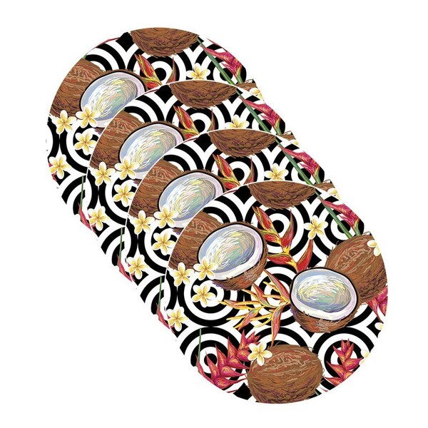 Sousplat Tropical Coco - 4 Peças - Com Base