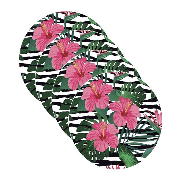 Sousplat Tropical Flores - 4 Peças - Com Base