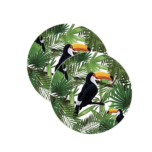 Sousplat Tucano Folhas - 2 Peças - Com Base