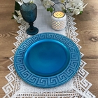 Sousplat Valence Redondo Mikkonos Azul Metálico 33cm