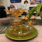 Sousplat Verde E Dourado Bolinhas