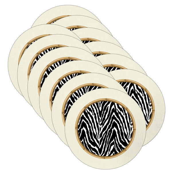 Sousplat Zebra Animal Print - 12 Peças - Com Base