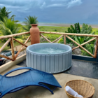 Spa com Hidro Aquecedor 70x170x170cm Polietileno Branco Granito Redondo Ouro Fino