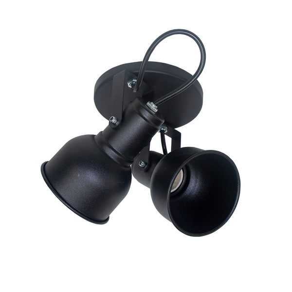 Spot Bulbo Duplo Alumínio Preto Com Canopla E27