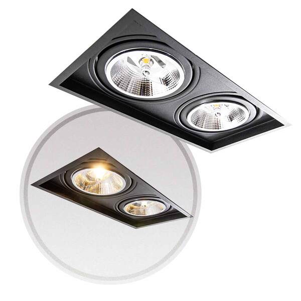 Spot De Embutir Recuado Duplo Fit Click Alumínio Preto P/ 2xa