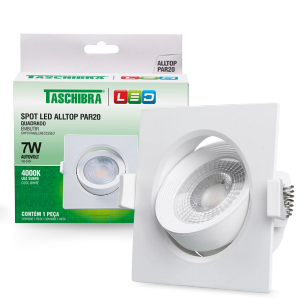 Spot De Led Embutir Alltop Par20 Quadrado 7w Bivolt Taschibra