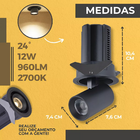 Spot De Led Retrátil Embutir Preto Aiva 12w 2700k Nordecor
