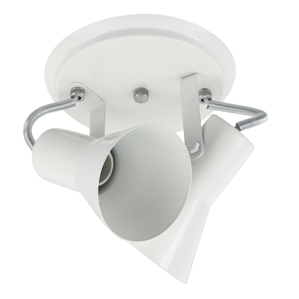 Spot de Sobrepor 2 Lâmpada Metal Branco Caneco Sino  M.A Luz