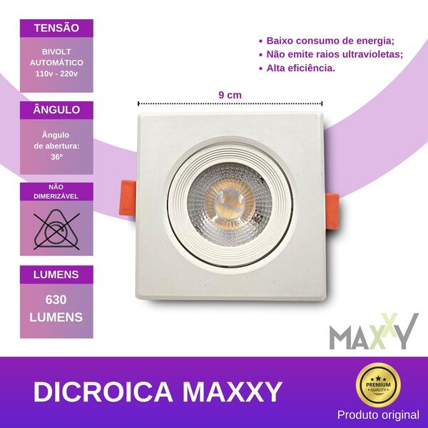 Spot Dicroica Quadrado Direcionável Led Smd 7w Frio (6500k) -