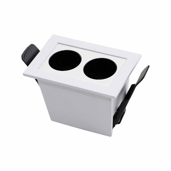 Spot Duplo Downlight Powerus Embutir 38° Led 4w Br. Quente No