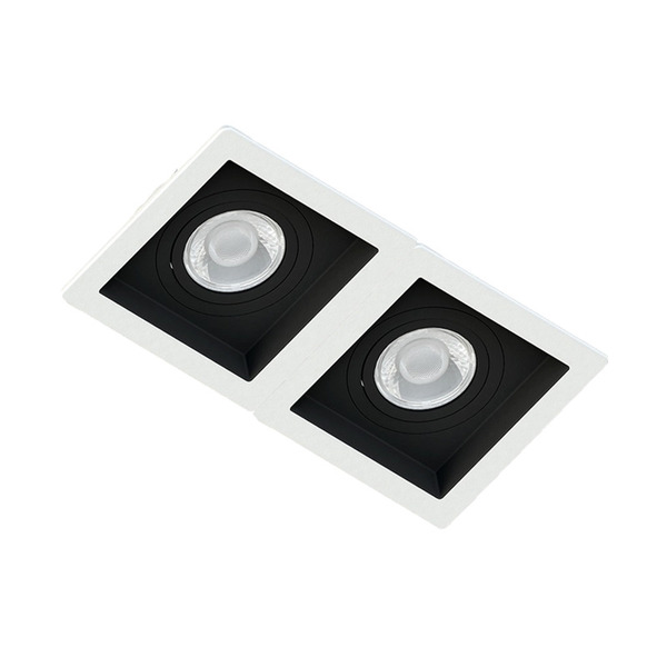 Spot Duplo Embutir Quadrado Recuado Branco Fundo Preto Dicrói