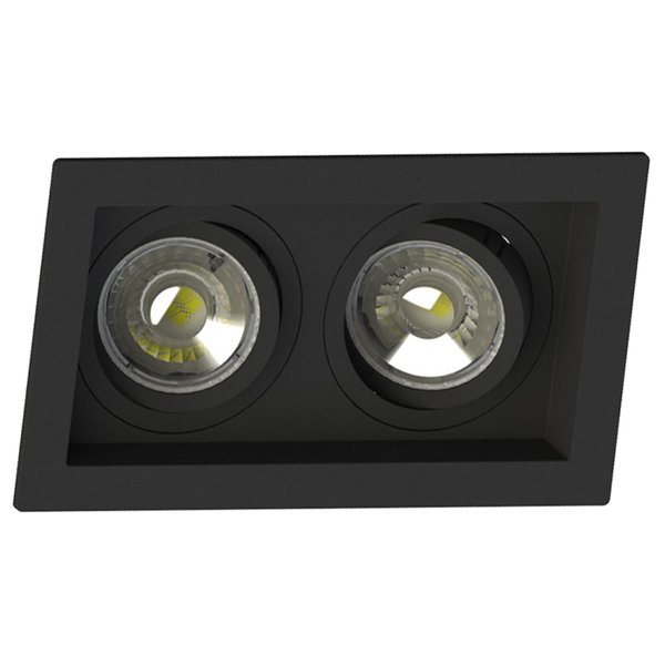 Spot Duplo Embutir Quadrado Recuado Dicroica Mr16 Preto