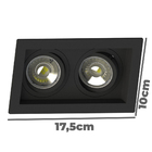 Spot Duplo Embutir Quadrado Recuado Dicroica Mr16 Preto