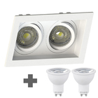 Spot Duplo Embutir Quadrado Recuado Mr16 Branco + Led Save En