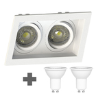 Spot Duplo Embutir Quadrado Recuado Mr16 Branco + Led Stella