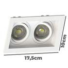 Spot Duplo Embutir Quadrado Recuado Mr16 Branco + Led Stella
