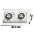 Spot Duplo Embutir Quadrado Recuado Par20 Branco + Led 4,8w S