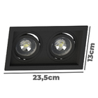 Spot Duplo Embutir Quadrado Recuado Par20 Preto + Led Stella