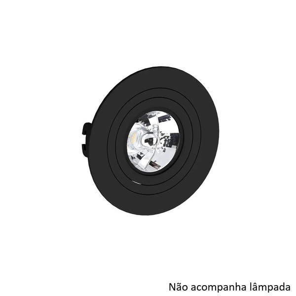 Spot Embutir Ar70 Redondo Preto Face Plana  - Saveenergy