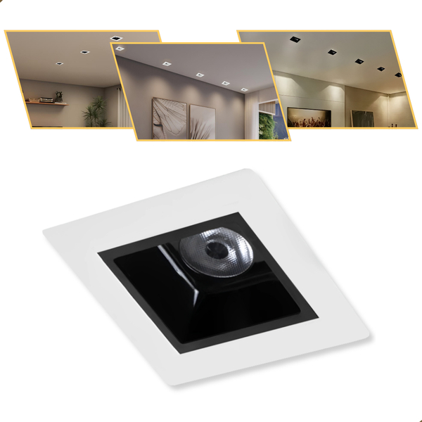 Spot Embutir De Led 2w 3000k 24° Mini Quadrado P/ Teto Branco