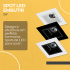 Spot Embutir De Led 2w 3000k 24° Mini Quadrado P/ Teto Preto