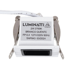 Spot Embutir Led Quadrado 2W Luz Amarela Luminatti Branco