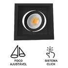 Spot Embutir Mr16 Recuado Quadrado Preto+ Lamp Branco Quente