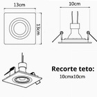 Spot Embutir Par20 Quadrado Recuado Preto