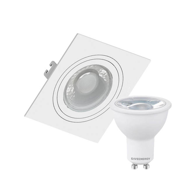 Spot Embutir Quadrado Face Plana Dicroica Mr16 Branco + Lâmpa