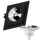 Spot Embutir Quadrado Recuado Ar111 Preto + Lâmpada Led 12w 2