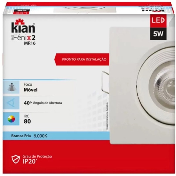 Spot Led Embutir 5w Quadrado 9x9cm Branco Frio Bivolt