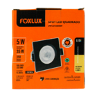 Spot Led Foxlux Quadrado Embutir 5w 3000k Bivolt Preto