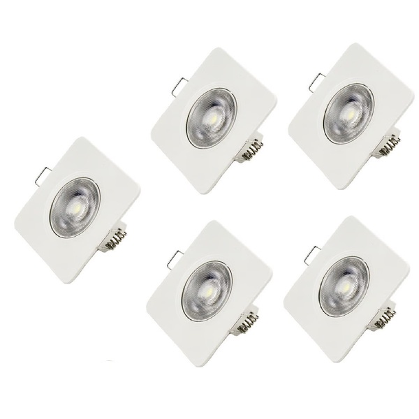 Spot Led Foxlux Quadrado Embutir 5w Bivolt 6500k Branco Kit 5